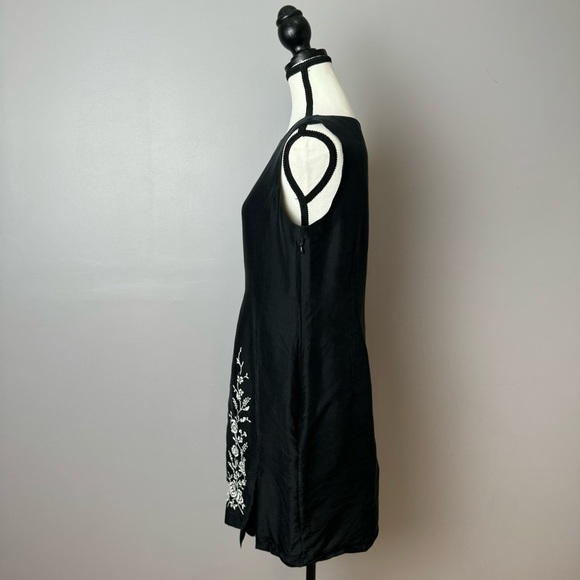 Vintage Bob Mackie Studio sleeveless floral embroidered silk little black dress - Picture 11 of 11
